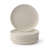 6-Pieces Stoneware 8 in. Salad Plate Set-Linen