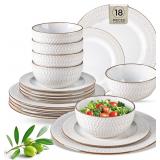 GBHOME Ceramic Dinnerware Sets,18 pcs Embossed Ele