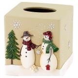Snowmen Gathering Collection Tissue Cover, Natural