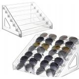 2 Pack 7 Tier Sunglass Organizer Stand, Versatile