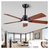 52' Lighted Ceiling Fan, Solid Wood Ceiling Fan, w