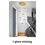 H 87in Modern Glass Globe Chandelier 6-Lights Glas