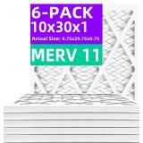 10x30x1 MERV 11 (6-Pack) Pleated Air Filter (Actua