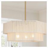 Hexagonal Double Layer Chandelier, Adjustable Heig