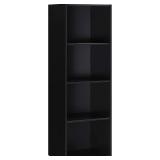Hodedah HID24 Black 4 Shelve Bookcase, Black