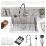 25 Inch Drop In Kitchen Sink with Faucet Combo - S