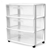 HOMZ Drawer Tower, 3-Tier Wide Rolling Storage Car