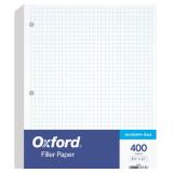 Oxford Filler Paper, 8-1/2' x 11', 4 x 4 Graph Rul