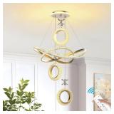Modern Gold LED Chandeliers, Dimmable Pendant Ligh