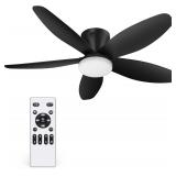 42 Inch Ceiling Fan with Light Black