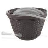 Suncast Wicker Hose Pot, Decorative Resin Garden H