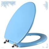 Blue Elongated Toilet Seat Natural Wood Toilet Sea
