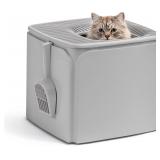 IRIS USA Cat Litter Box Top Entry with Scoop, Cove