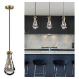 Raindrop Pendant Light Fixtures Set of 3, Brass Gl