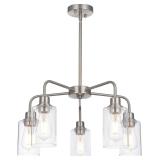 5 Light Contemporary Chandelier Brushed Nickel Mod