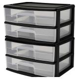 HOMZ 2-Pack Drawer Storage Cart, 2-Tier Wide Clear