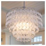 TOCHIC Modern Capiz Shell Crystal Chandelier 6-Lig