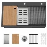 Black Kitchen Sink Workstation, 33x19 In Stainless