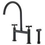 Bridge Kitchen Faucet with Side Sprayer,3 Hole Far