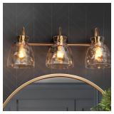 KSANA Black Gold Bathroom Light Fixtures, 3 Light