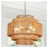 26.7in Large Rattan Chandeliers, 5-Tier Boho Coast