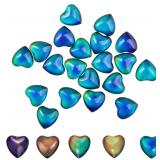 20 Pcs Heart Glass Cabochon Mood Beads, Changing C