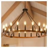Wood Wagon Wheel Chandeliers for Dining Room 20-Li