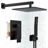 FPXRNG Black Shower Faucet Set, Rainfall Shower Sy