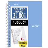 Five Star Spiral Notebook, 2 Subject, College Rule