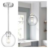 Globe Pendant Light Fixture, Modern Brushed Nickel