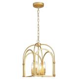 4-Light Gold Chandelier, Modern Farmhouse Lantern