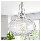 CATINER Glass Pendant Light Brushed Nickel 11-inch