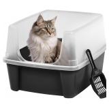 IRIS USA Large Open Top Cat Litter Tray with Scoop