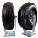 2-Rigid 10' Pneumatic Caster  Black Rubber Wheel -