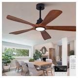 52 Inch Wood Ceiling Fans with Lights and Remote,