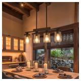 Wood Kitchen Island Lighting,4-Light Farmhouse Din