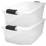 HOMZ 2-Pack Latching Lid, Large Clear Plastic Stor