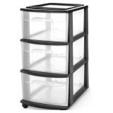 HOMZ Drawer Tower, 3-Tier Clear Plastic Storage Or