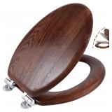 Angel Shield Elongated Wood Toilet Seat with Quiet