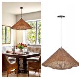 Arturesthome 1 Light Boho Rattan Pendant Light Fix