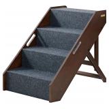 MECO Pet Steps Espresso Finish and Charcoal Felt