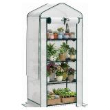 Outsunny 4 Tier Mini Greenhouse with Screen Roof,