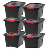 IRIS USA 18 L Plastic Storage Bins with Lids, 6 Pa