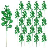 DIYASY Green Artificial Berry Stems, Glitter Chris