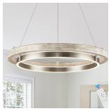 LED 2 Ring Chandelier Dimmable Up Down Light Nicke