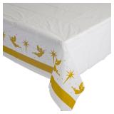 Elegant Gold Foil Nativity on White Plastic Tablec