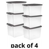 Sterilite 6-Pack Clear Storage Bins with Lids, She
