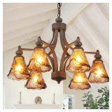 Vintage Farmhouse Chandelier, 27 Inch Adjustable A