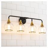 Black and Gold Bathroom Vanity Light 4-Light Bathr