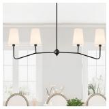 47' Modern Linear Chandelier, 4-Light Black Pendan